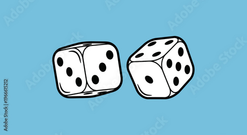 Pair of classic dice rolling together, symbolizing luck, risk, and the excitement of a new game or strategic decision