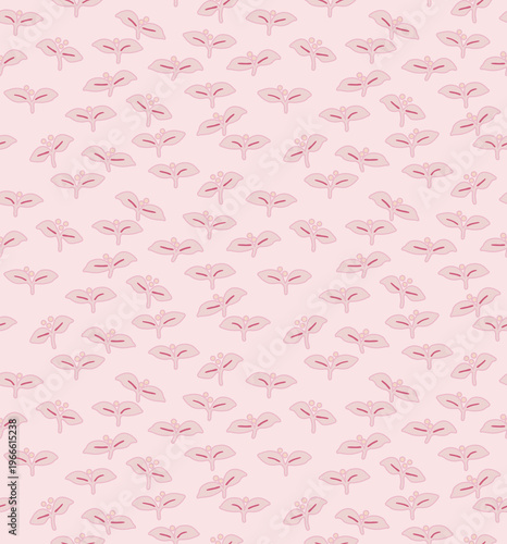 Japanese Cute Leaf Stem Fall Vector Seamless Pattern