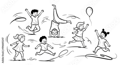 Children playing and having fun in a joyful outdoor environment.