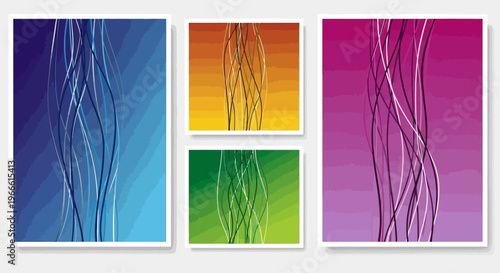 Abstract Flowing Lines and Gradient Hues Create Dynamic Digital Backgrounds Collection