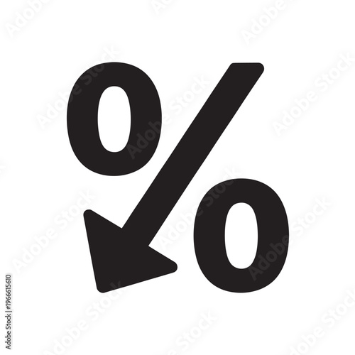 Percentage Down Arrow Icon decrease