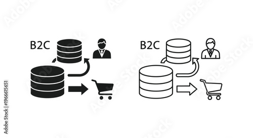 B2C E-commerce Data Flow Business to Consumer Vector