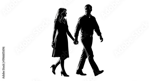 Silhouette of a couple walking hand in hand, conveying togetherness and a shared journey