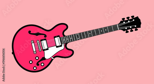 Vibrant Pink Electric Guitar Illustration for Music Enthusiasts and Creative Design Projects