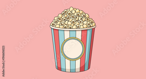 Classic movie theater popcorn bucket illustration with empty space for text