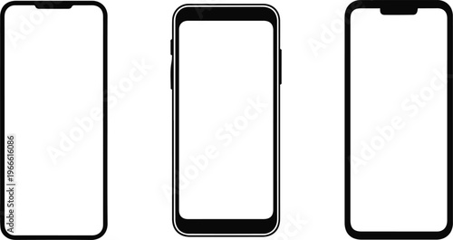 Three Smartphone Silhouettes With Blank Screens mobile phone