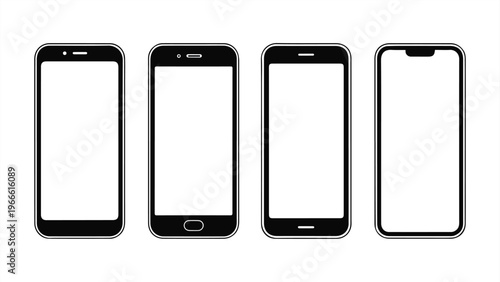 Set of Smartphone Icons with Blank Screens mobile device