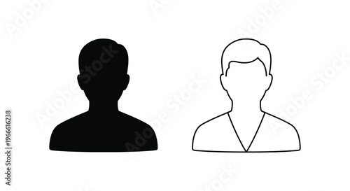 Silhouette and line art male profiles Vector