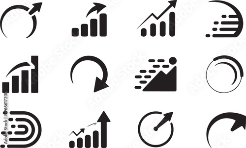 Collection of Business and Growth Icons graphic vector