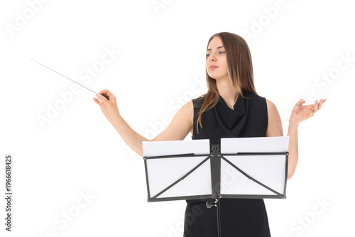 Young female conductor with...