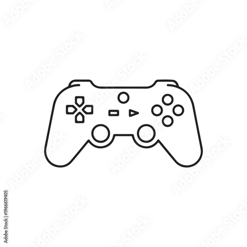 A line drawing of a video game controller