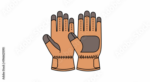 A pair of orange work gloves with gray accents and stitching on a white background.