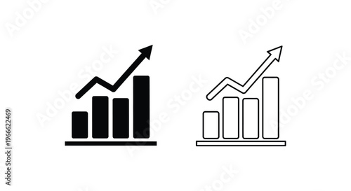 Business Growth Charts, Infographic Elements, Bar Graphs, Statistics Icons Vector