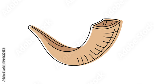Simple hand-drawn sketch of a traditional shofar horn used in Jewish religious ceremonies on a clean white background.
