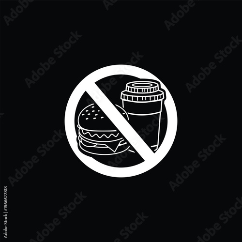 no fast food allowed sign with burger and soda vector illustration