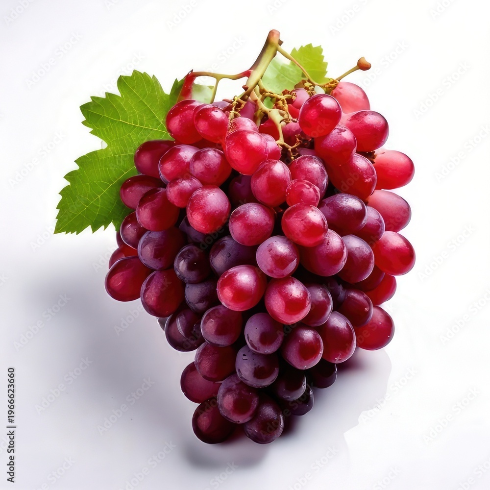 Fototapeta premium A cluster of ripe, red fruit with green leaves