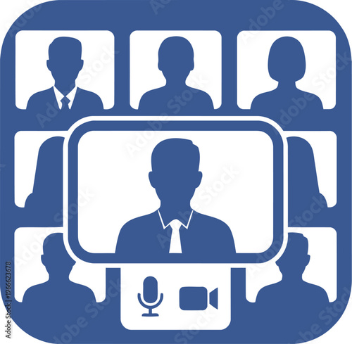 Professionals participating in a virtual meeting with video conferencing tools