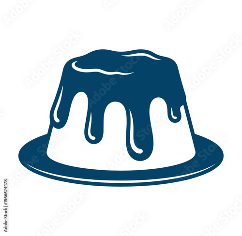 Blue dessert pudding with sauce on a plate sweet food