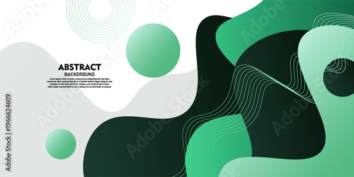 Green geometric business banner design. Creative banner design with waves and lines for templates. Simple design on a white horizontal banner. Vector Eps10