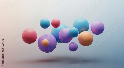 Abstract colorful spheres floating against gradient background modern design