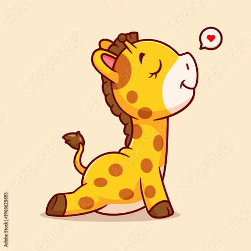 Cute Giraffe Stretching Cartoon