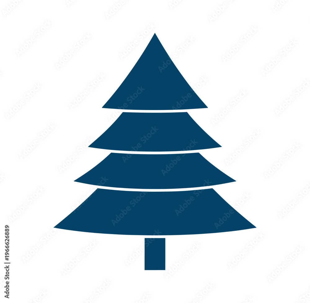 Obraz premium Simple dark blue Christmas tree icon on white background