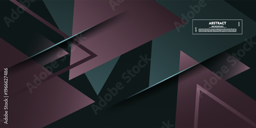 Dynamic colorful paper cut abstract background with green and purple gradient triangle pattern combination, dark color on the background. Vector Eps10