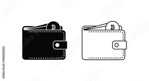 Bitcoin Wallet Icon Set Vector