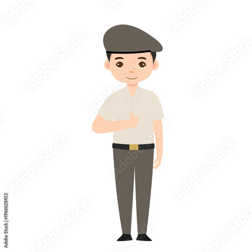 Male Officer Showing Thumbs Up Gesture