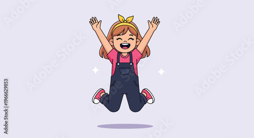 Happy Girl Jumping with Joy and Excitement.