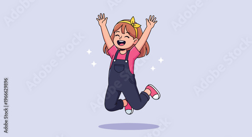 Happy Girl Jumping with Joy.