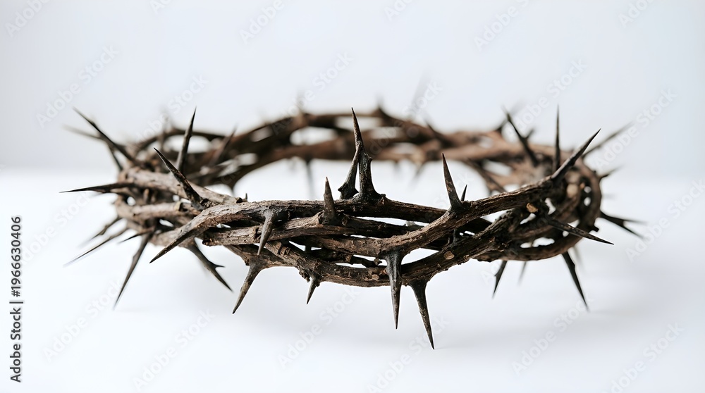 Fototapeta premium A crown of thorns on a white background symbolizing sacrifice and faith