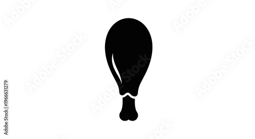 Simple black silhouette of a chicken leg a popular food item silhouette