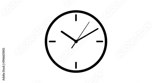 Simple black clock face showing approximately ten past ten silhouette