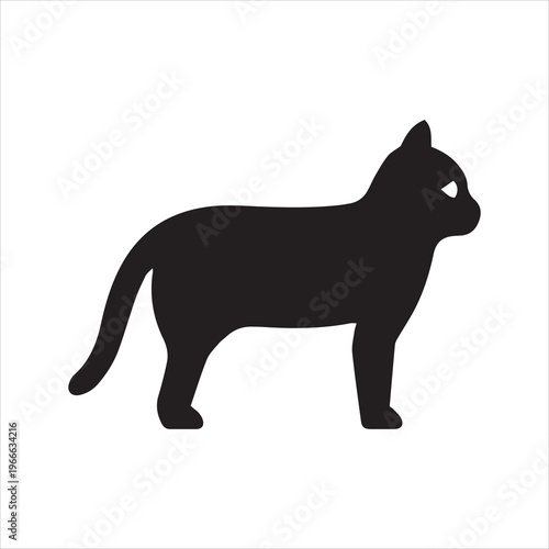 Cat animal silhouette icon. Domestic pet and feline companion concept. Monochrome black and white symbol