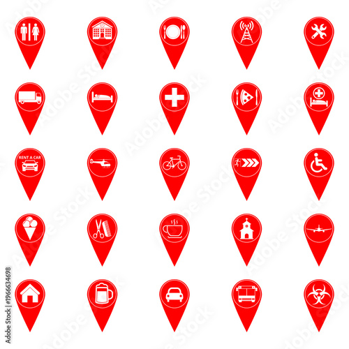 Pin map icons set. Map pointer isolated on white background