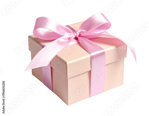 Elegant pink gift box tied with a satin ribbon bow