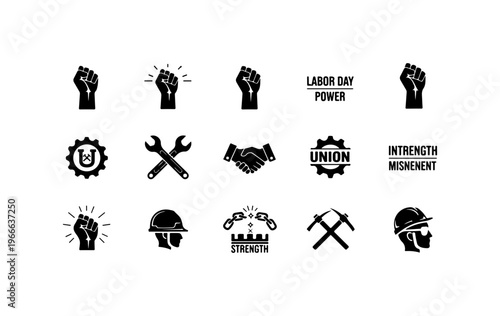 Union and Labor Movement Icon Set Collection
