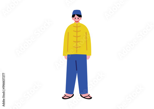 シンガポールの伝統的な民族衣装を着た男性のイラスト