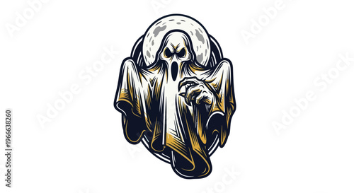 Cartoon ghost illustration on white background halloween concept