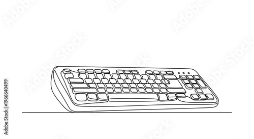 Minimalist Keyboard Line Art Drawing on White Background