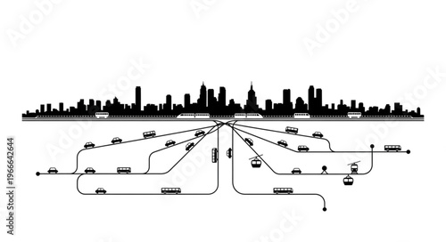 Cityscape with Transportation Network Illustration.