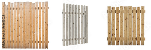treated wood fence panels set on white background PNG file stock image.';