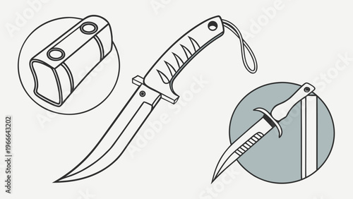  A sleek vector image of a knife, showcasing its sharp blade and ergonomic handle. Perfect for culinary art, cooking tools, and kitchen design. Ideal for chefs and food enthusiasts.