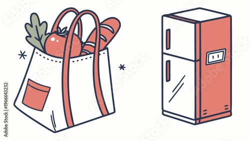 Vector flat icon of a cooler bag. Collection of outdoor products. Vector graphics for web design, infographics, and product catalogs.