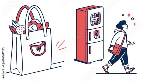 Vector flat icon of a cooler bag. Collection of outdoor products. Vector graphics for web design, infographics, and product catalogs.