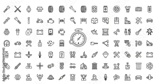 Collection of 100 Hand-Drawn Icons Representing Various Concepts.