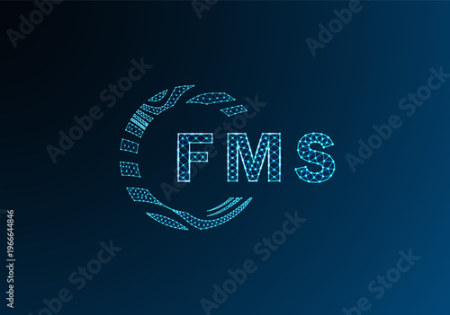 FMS low poly letter logo vector design. FMS lower poly logo design. FMS unique low poly logo design.