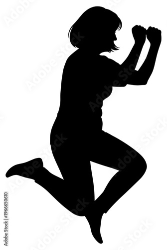 Female bodybuilder flexing muscles in silhouette woman