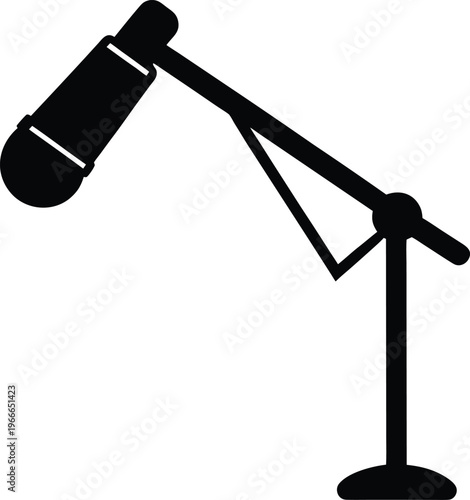 mic boom arm silhouette vector art illustration, black and white design